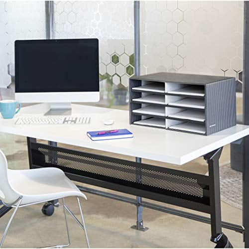 Details about / Decorative Eight Compartment Literature Box Black//Gray Pinstripe Stylish Best